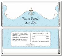 Cross Blue - Personalized Baptism / Christening Candy Bar Wrappers