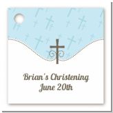 Cross Blue - Personalized Baptism / Christening Card Stock Favor Tags Cross Blue - Personalized Baptism / Christening Card Stock Favor Tags