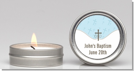 Cross Blue - Baptism / Christening Candle Favors