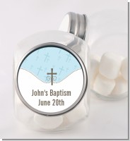 Cross Blue - Personalized Baptism / Christening Candy Jar