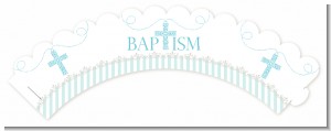 Cross Blue Necklace - Baptism / Christening Cupcake Wrappers