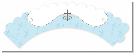 Cross Blue - Baptism / Christening Cupcake Wrappers