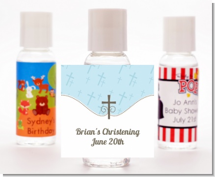 Cross Blue - Personalized Baptism / Christening Hand Sanitizers Favors