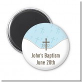 Cross Blue - Personalized Baptism / Christening Magnet Favors