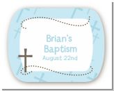 Cross Blue - Personalized Baptism / Christening Rounded Corner Stickers