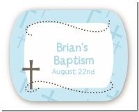 Cross Blue - Personalized Baptism / Christening Rounded Corner Stickers