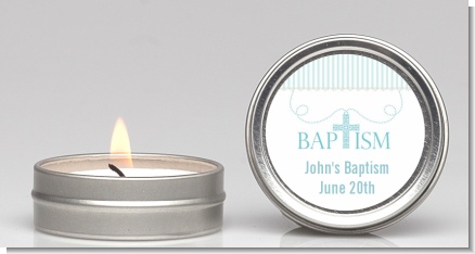 Cross Blue Necklace - Baptism / Christening Candle Favors