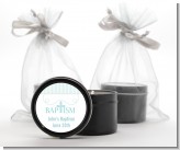 Cross Blue Necklace - Baptism / Christening Black Candle Tin Favors