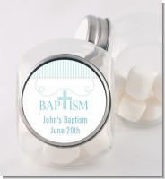 Cross Blue Necklace - Personalized Baptism / Christening Candy Jar