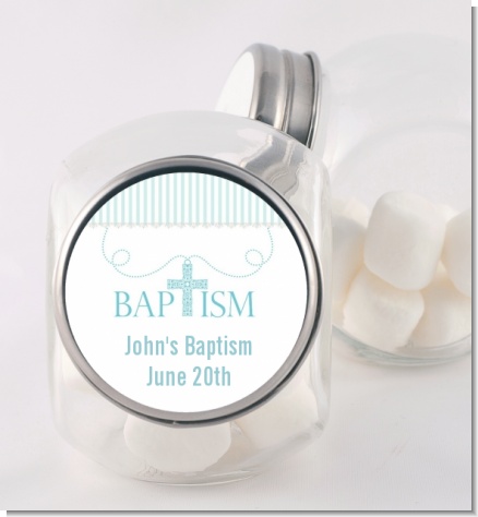 Cross Blue Necklace - Personalized Baptism / Christening Candy Jar