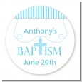 Cross Blue Necklace - Round Personalized Baptism / Christening Sticker Labels thumbnail
