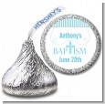 Cross Blue Necklace - Hershey Kiss Baptism / Christening Sticker Labels thumbnail