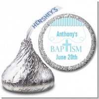 Cross Blue Necklace - Hershey Kiss Baptism / Christening Sticker Labels