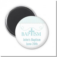 Cross Blue Necklace - Personalized Baptism / Christening Magnet Favors