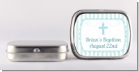 Cross Blue Necklace - Personalized Baptism / Christening Mint Tins