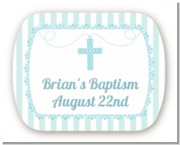 Cross Blue Necklace - Personalized Baptism / Christening Rounded Corner Stickers