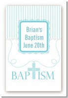 Cross Blue Necklace - Custom Large Rectangle Baptism / Christening Sticker/Labels