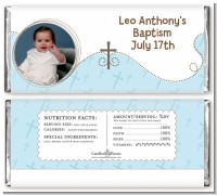 Cross Blue Photo - Personalized Baptism / Christening Candy Bar Wrappers