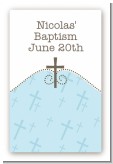 Cross Blue - Custom Large Rectangle Baptism / Christening Sticker/Labels