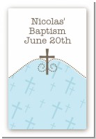 Cross Blue - Custom Large Rectangle Baptism / Christening Sticker/Labels