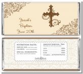 Cross Brown & Beige - Personalized Baptism / Christening Candy Bar Wrappers