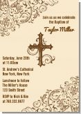 Cross Brown & Beige - Baptism / Christening Invitations