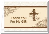 Cross Brown & Beige - Baptism / Christening Thank You Cards