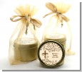 Cross Brown & Beige - Baptism / Christening Gold Tin Candle Favors thumbnail