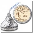 Cross Brown & Beige - Hershey Kiss Baptism / Christening Sticker Labels thumbnail