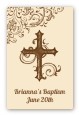Cross Brown & Beige - Custom Large Rectangle Baptism / Christening Sticker/Labels thumbnail