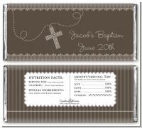 Cross Brown Necklace - Personalized Baptism / Christening Candy Bar Wrappers