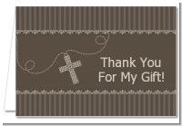 Cross Brown Necklace - Baptism / Christening Thank You Cards