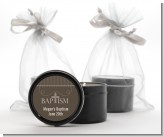 Cross Brown Necklace - Baptism / Christening Black Candle Tin Favors