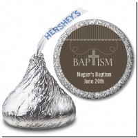 Cross Brown Necklace - Hershey Kiss Baptism / Christening Sticker Labels