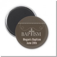 Cross Brown Necklace - Personalized Baptism / Christening Magnet Favors