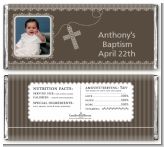 Cross Brown Necklace Photo - Personalized Baptism / Christening Candy Bar Wrappers