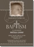 Cross Brown Necklace Photo - Baptism / Christening Invitations