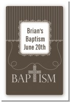 Cross Brown Necklace - Custom Large Rectangle Baptism / Christening Sticker/Labels