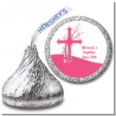 Cross Cherry Blossom - Hershey Kiss Baptism / Christening Sticker Labels