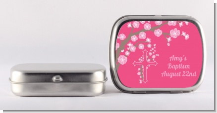 Cross Cherry Blossom - Personalized Baptism / Christening Mint Tins