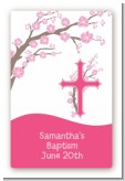 Cross Cherry Blossom - Custom Large Rectangle Baptism / Christening Sticker/Labels