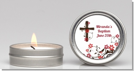 Cross Floral Blossom - Baptism / Christening Candle Favors