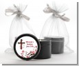 Cross Floral Blossom - Baptism / Christening Black Candle Tin Favors thumbnail