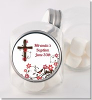 Cross Floral Blossom - Personalized Baptism / Christening Candy Jar