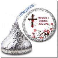 Cross Floral Blossom - Hershey Kiss Baptism / Christening Sticker Labels