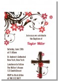 Cross Floral Blossom - Baptism / Christening Petite Invitations