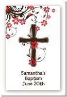 Cross Floral Blossom - Custom Large Rectangle Baptism / Christening Sticker/Labels