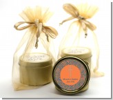 Cross Grey & Orange - Baptism / Christening Gold Tin Candle Favors