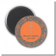 Cross Grey & Orange - Personalized Baptism / Christening Magnet Favors thumbnail