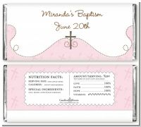 Cross Pink - Personalized Baptism / Christening Candy Bar Wrappers